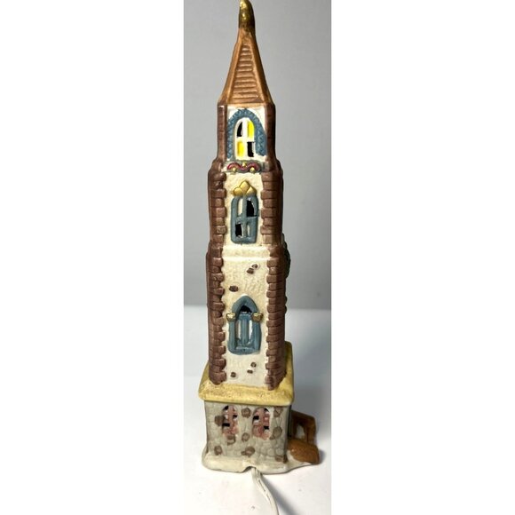 Vintage Ceramic Hand-Painted Light-Up Church Tower - Picture 4 of 5